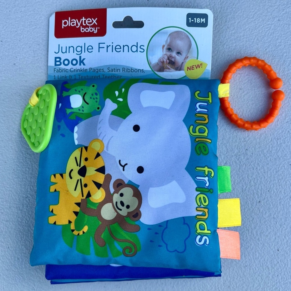 ✨ Playtex Jungle Friends Book with Teether